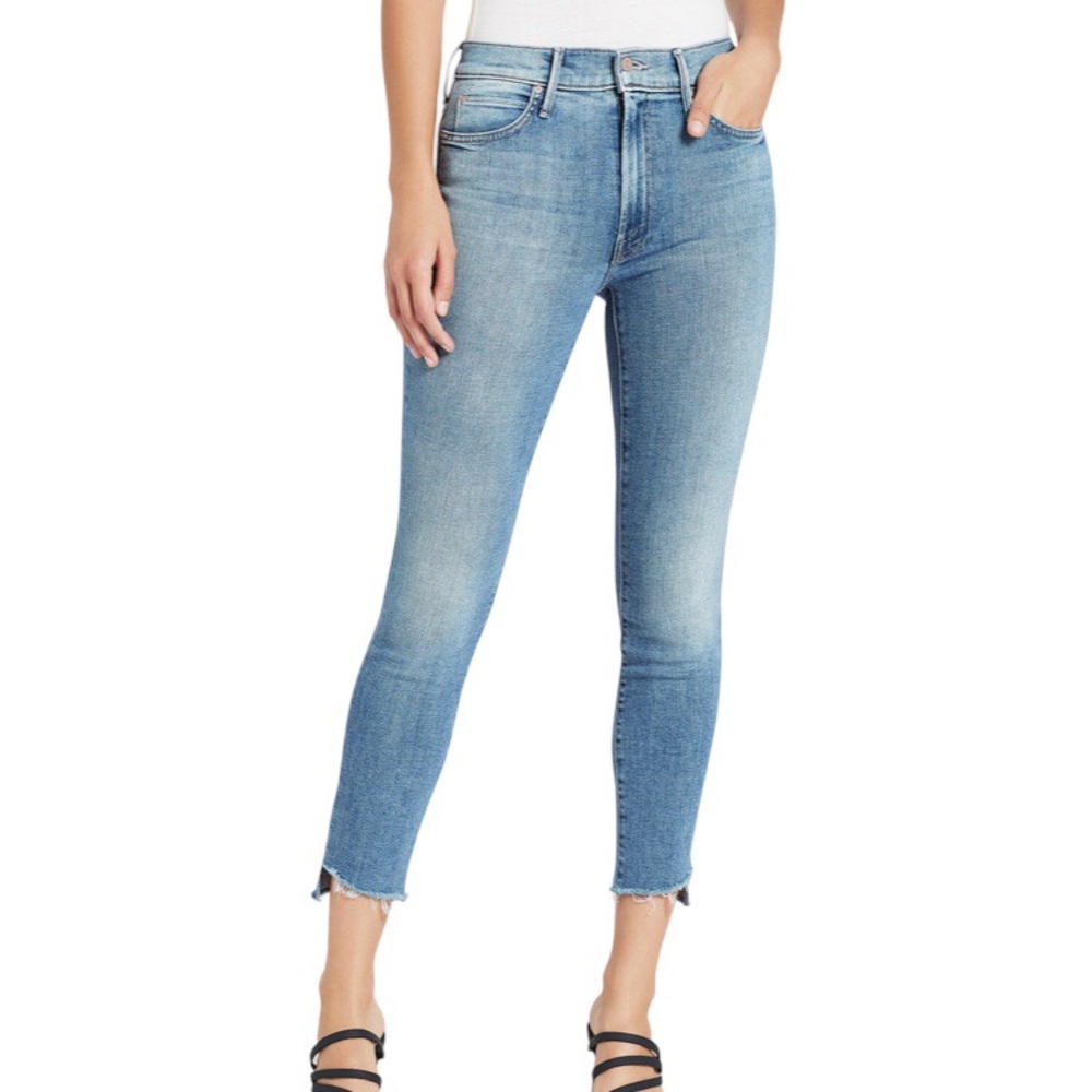 Size 27 Mother Denim Stunner Zip Ankle Fray Light Kitty Racer Jeans Pants